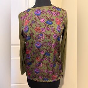 Joe Fresh Floral Olive Green Women's Top